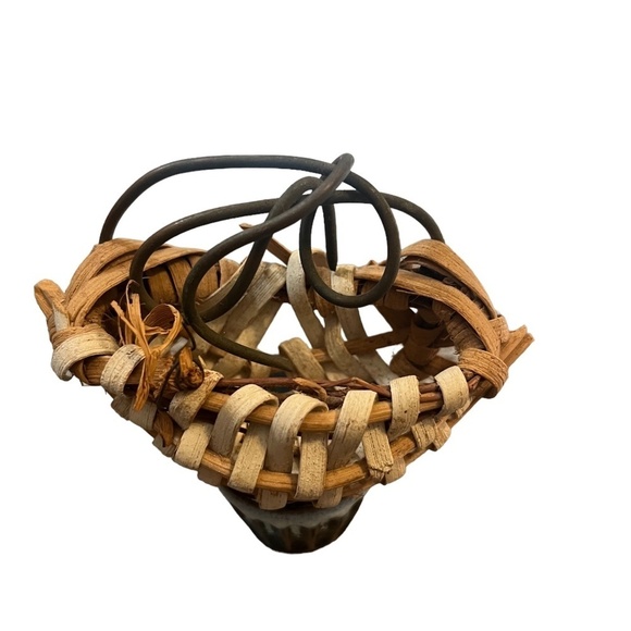 Set of 2 Early Antique Primitive Miniature Split Oak Buttocks Basket 2" - Picture 6 of 13